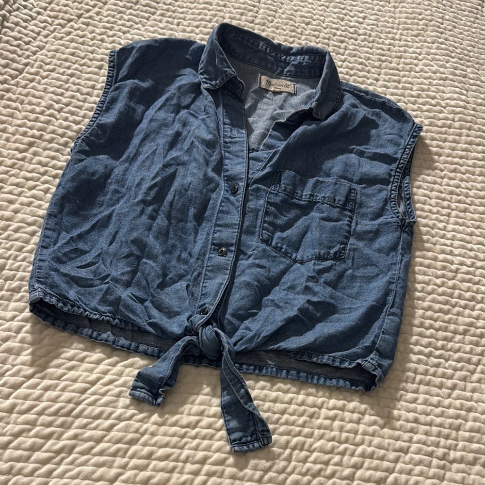 Madewell Casual Denim Tie-Front Top